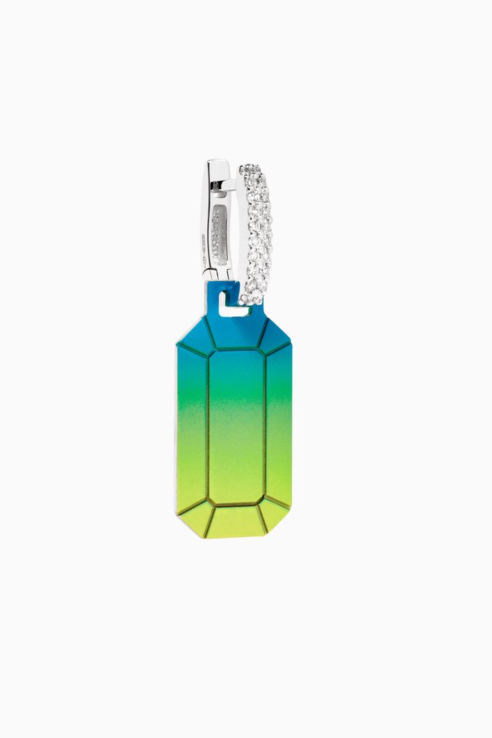 

Small Single Tokyo Earring in 18kt White Gold, Green