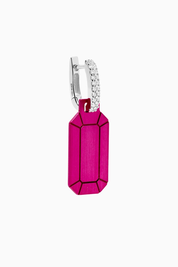 

Small Single Tokyo Earring in 18kt White Gold & Silver, Pink