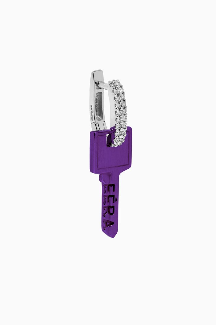 

Small Single Key Earring in 18kt White Gold & Silver