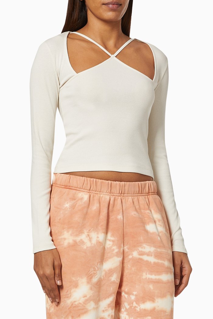 

Ribbed Triangle Cut-Out Top in Organic Cotton, Neutral