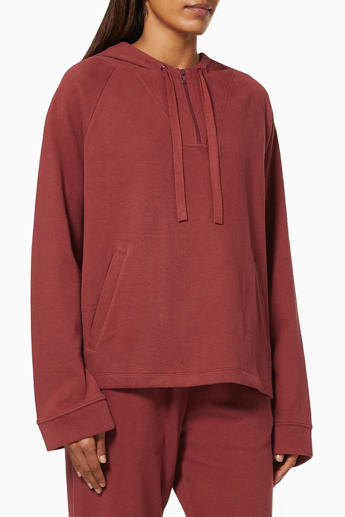 

Hooded Sweatshirt in Organic Cotton, Burgundy