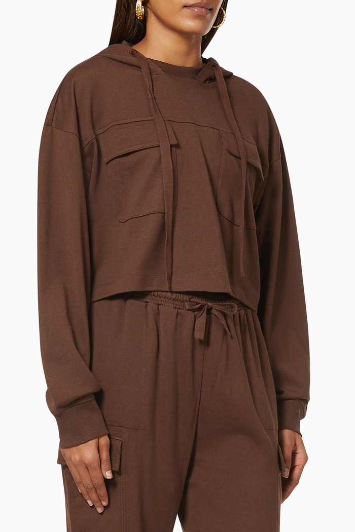 

Cropped Hoodie in Organic Cotton, Brown