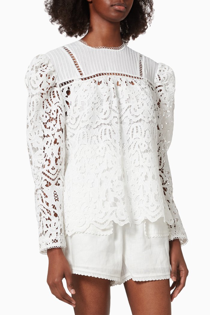 

Reverie Top in Embroidered Lace, Neutral