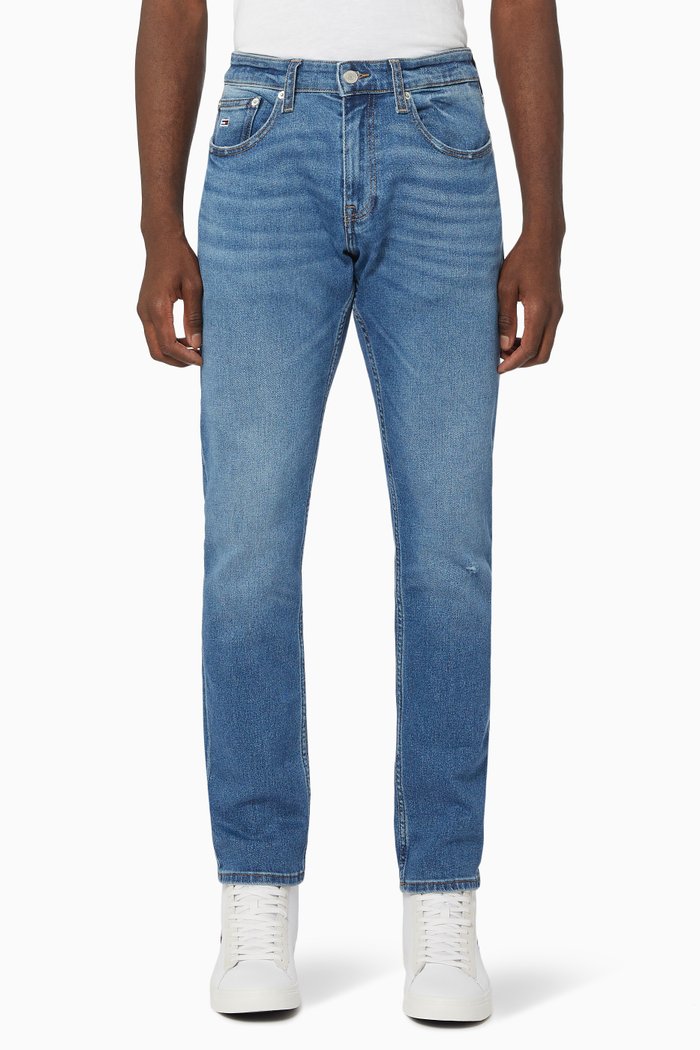 

Scanton Distressed Jeans in Recycled Cotton Denim, Blue