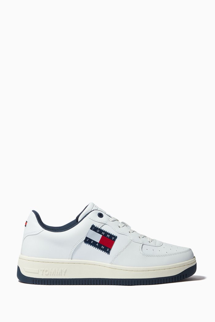 

Cupsole Basketball Sneakers in Leather, White
