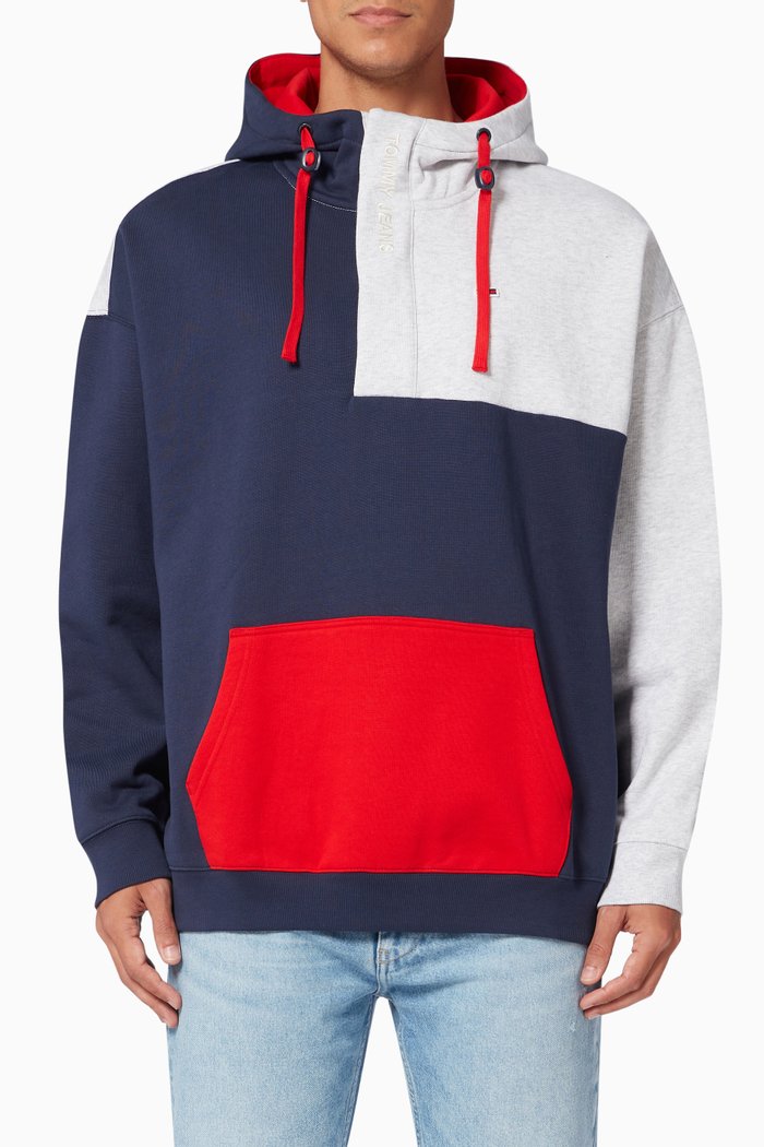 

TJ Colour-Blocked Hoodie in Jersey, Blue