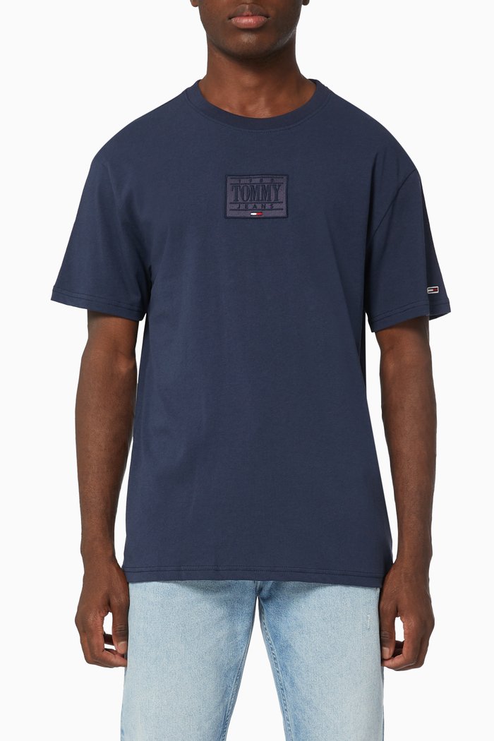 

Tommy Jeans Logo T-shirt in Organic Cotton Jersey, Blue