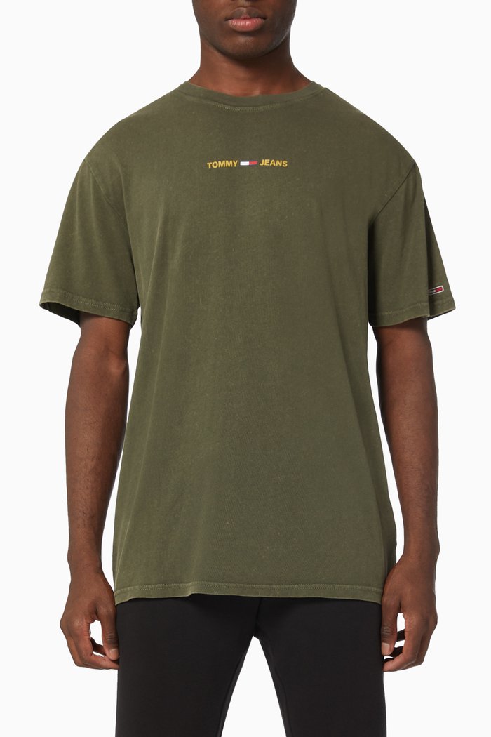 

Metallic Logo T-shirt in Organic Cotton Jersey, Green
