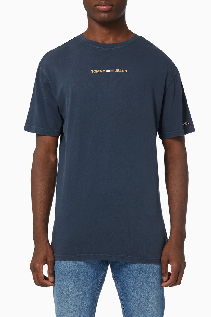 

Metallic Logo T-shirt in Organic Cotton Jersey, Blue