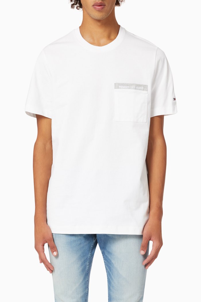 

Logo Pocket T-shirt in Organic Cotton Jersey, White