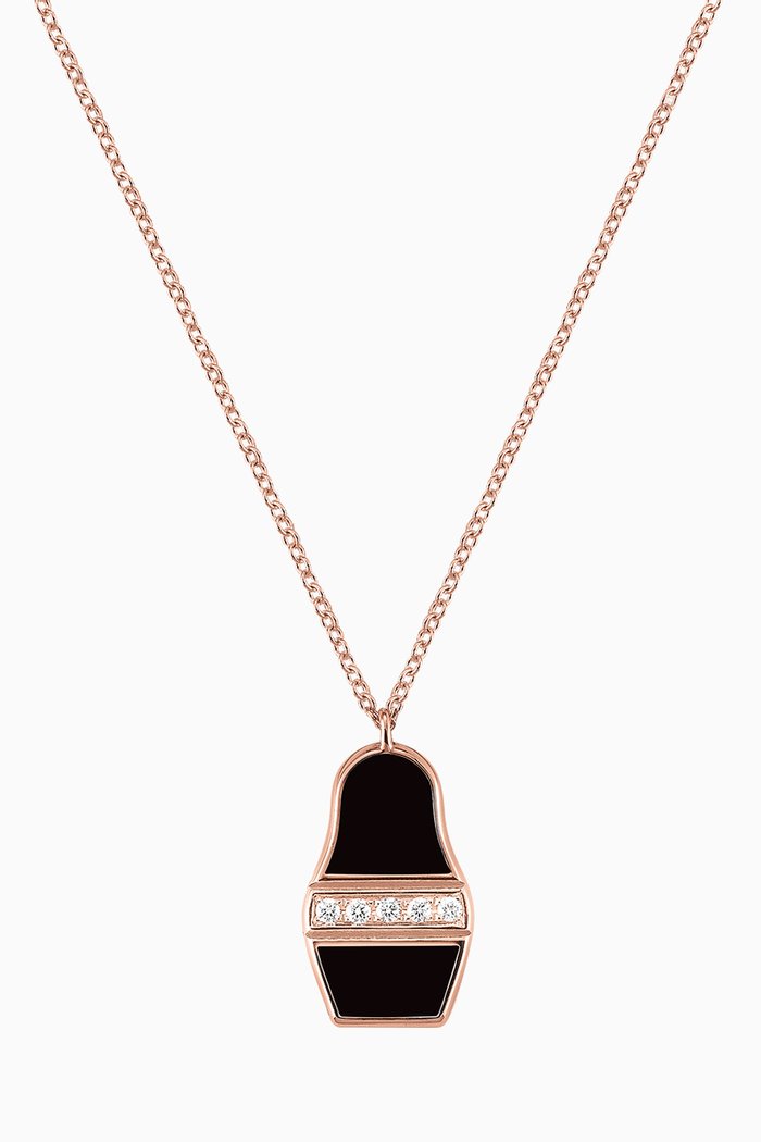 

Jolie Poupée Pendant with Diamonds in 18kt Rose Gold, Black