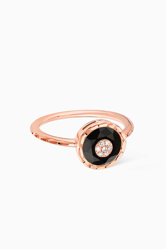 

Saint-Petersbourg Ring with Onyx & Diamonds in 18kt Rose Gold