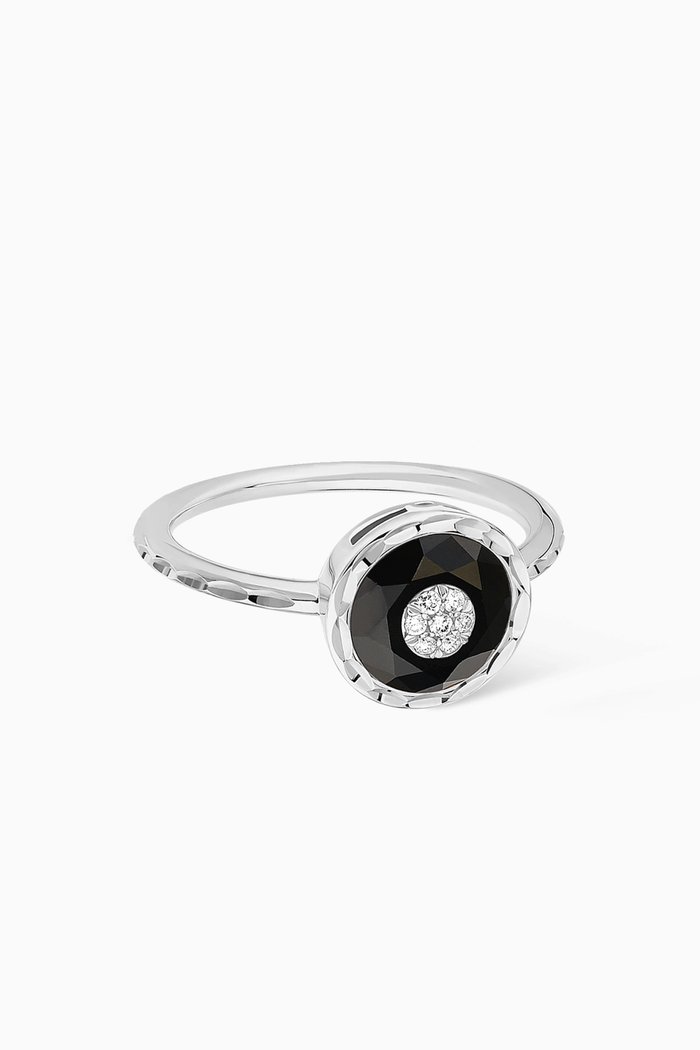 

Saint-Petersbourg Ring with Onyx & Diamonds in 18kt White Gold