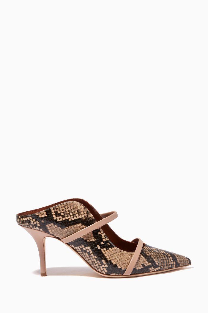 

Maureen 70 Mules in Python Print Leather, Neutral