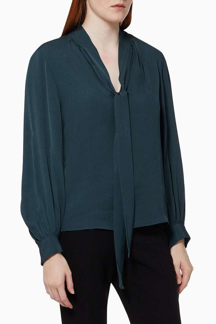 

Blouson Sleeve Top in Silk, Blue