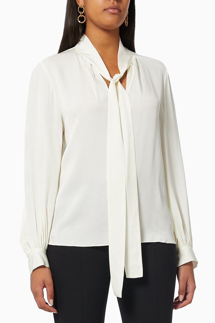 

Blouson Sleeve Top in Silk, Neutral