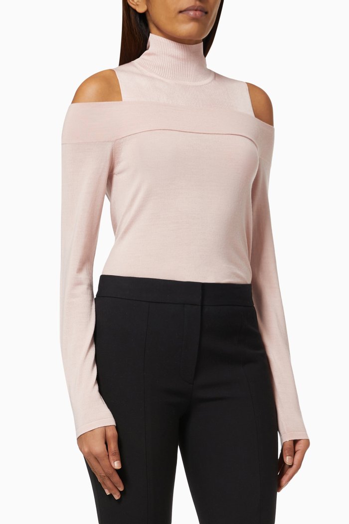

Turtle Neck Top in Rib-knit, Pink