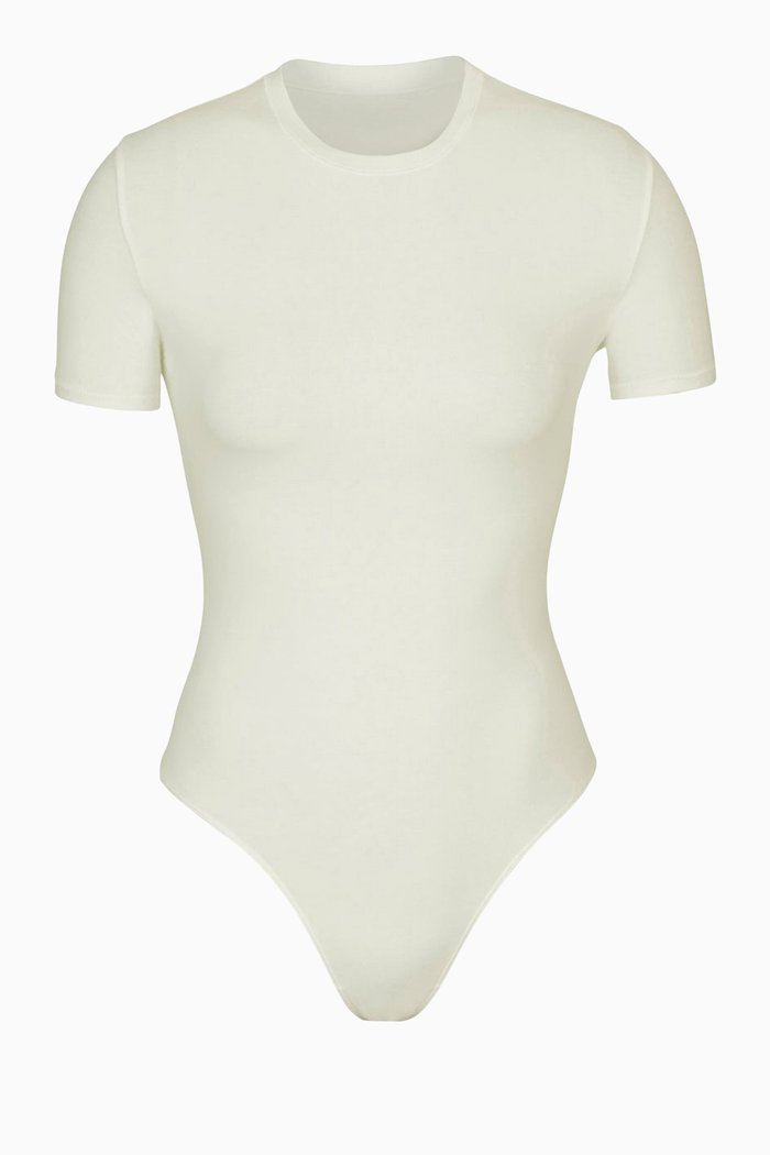 

Cotton Jersey T-shirt Bodysuit, White