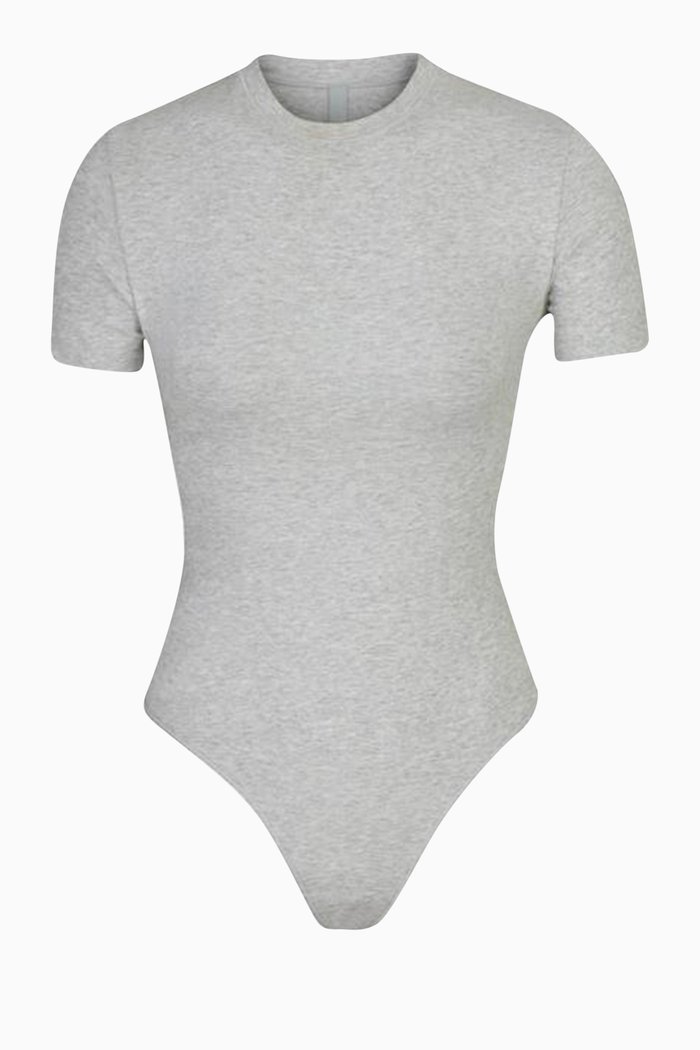 

Cotton Jersey T-shirt Bodysuit, Grey