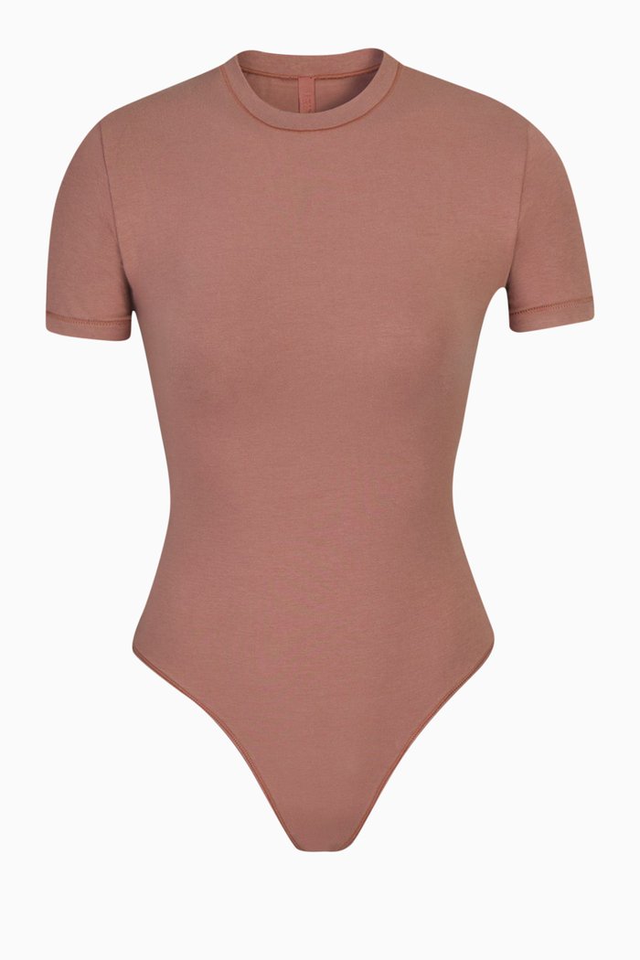

Cotton Jersey T-shirt Bodysuit, Brown