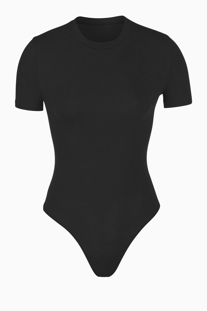 

Cotton Jersey T-shirt Bodysuit, Black