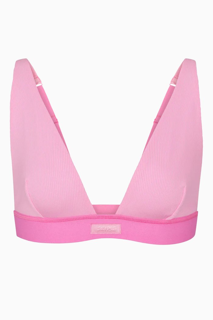 

Rib Plunge Bra in Cotton Jersey, Pink