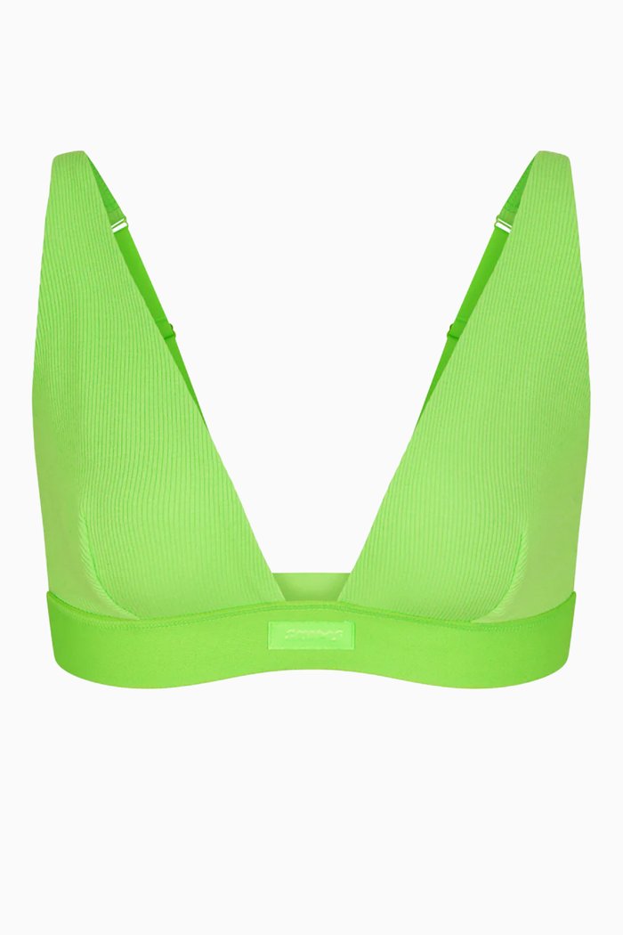 

Rib Plunge Bra in Cotton Jersey, Green