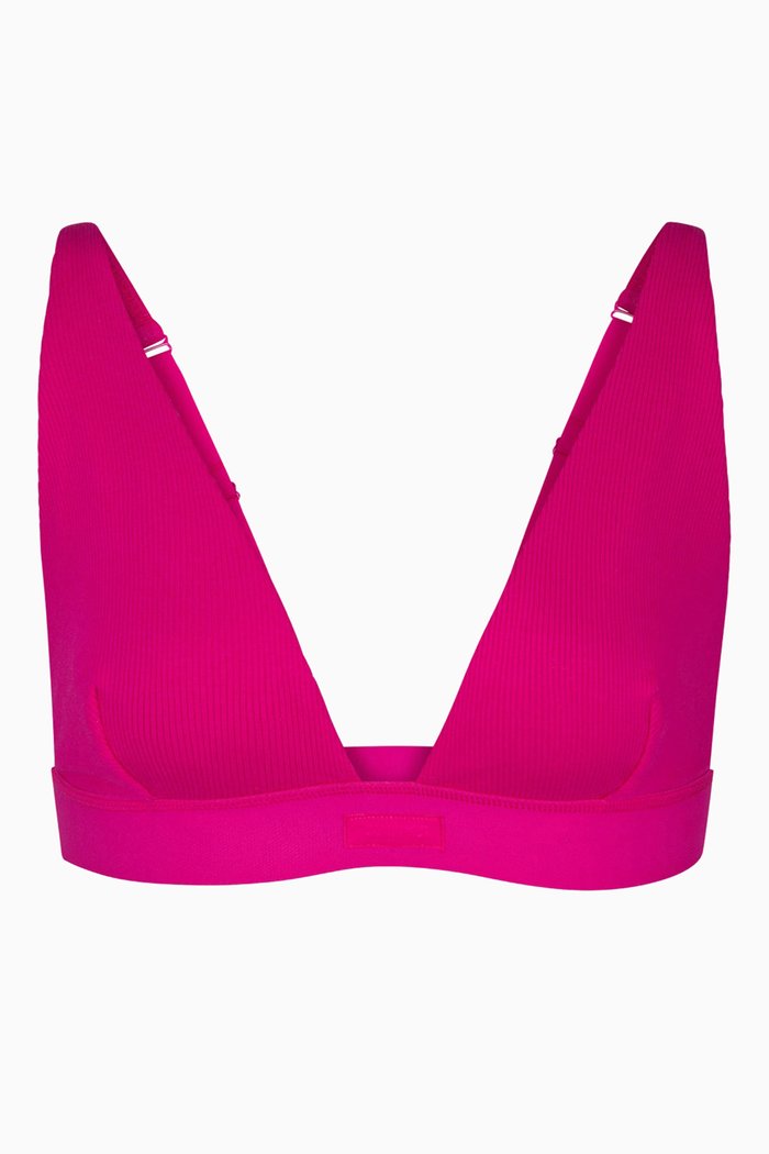 

Cotton Jersey Rib Plunge Bralette, Pink