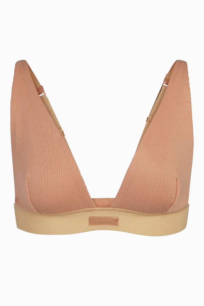 

Cotton Jersey Rib Plunge Bralette, Neutral