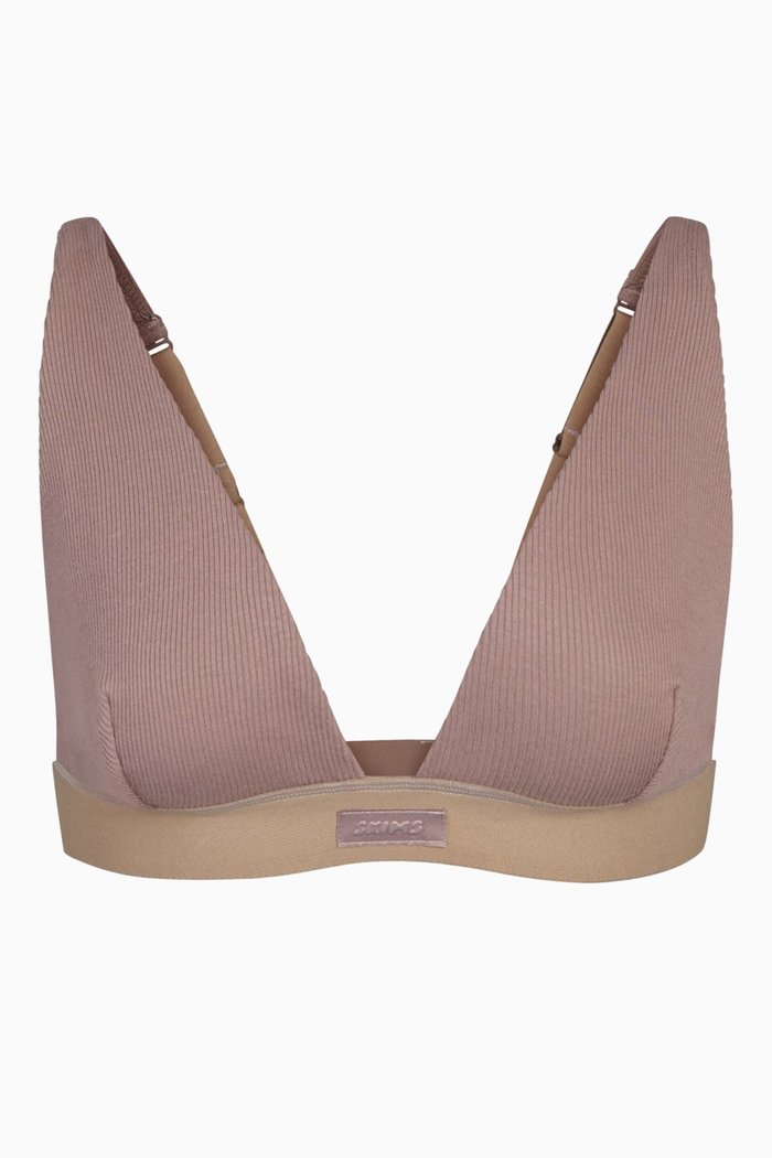 

Cotton Jersey Rib Plunge Bralette, Neutral