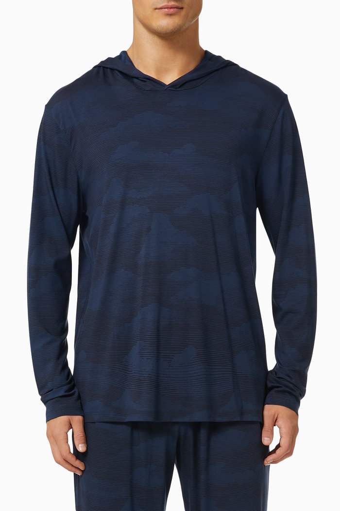 

London 5 Pullover Hoodie in Micro Modal Stretch, Blue