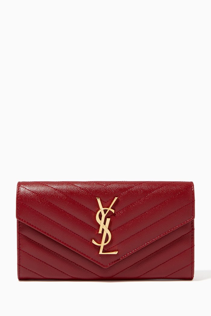 

Cassandre Large Flap Wallet in Matelassé Leather, Burgundy