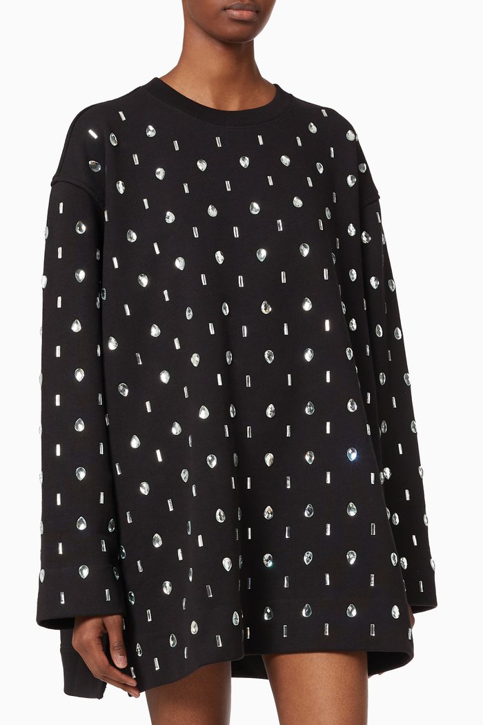 

Harris Sweatshirt Dress in Terry Cotton, Black