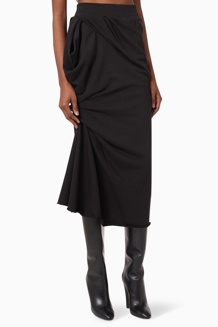 

Haudi Asymmetric Skirt in Cotton Terry, Black