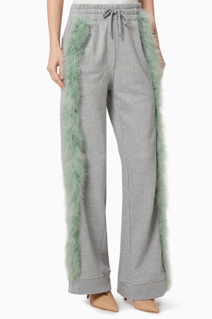 

Hansens Feather Trim Track Pants in Cotton Terry, Grey