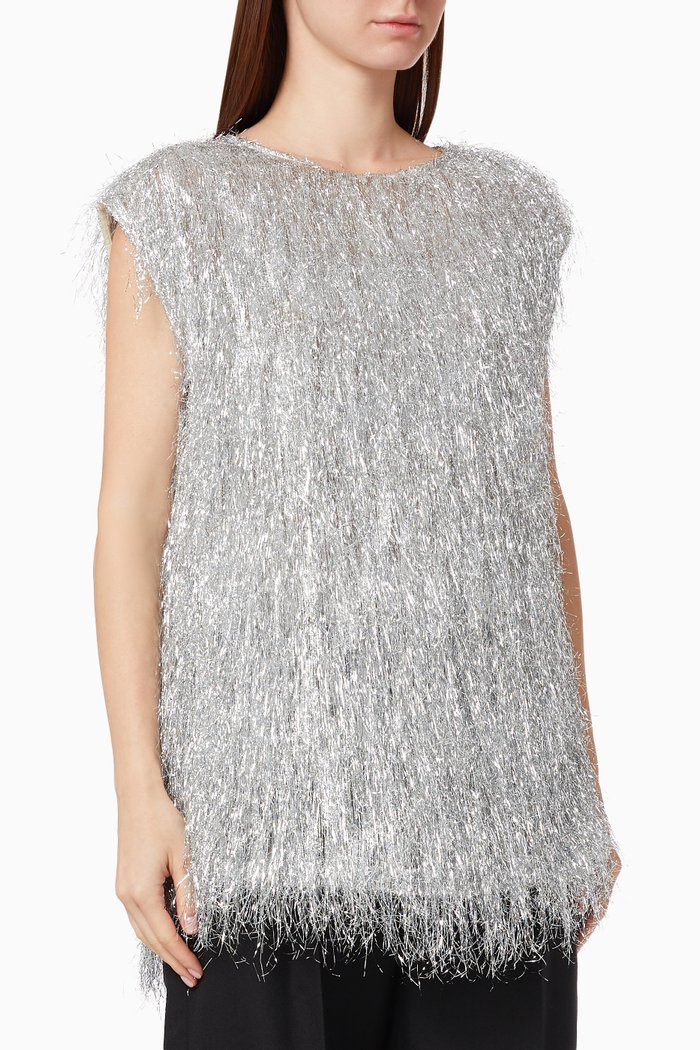 Cuzco Shirt in Lamé Silk, Silver
