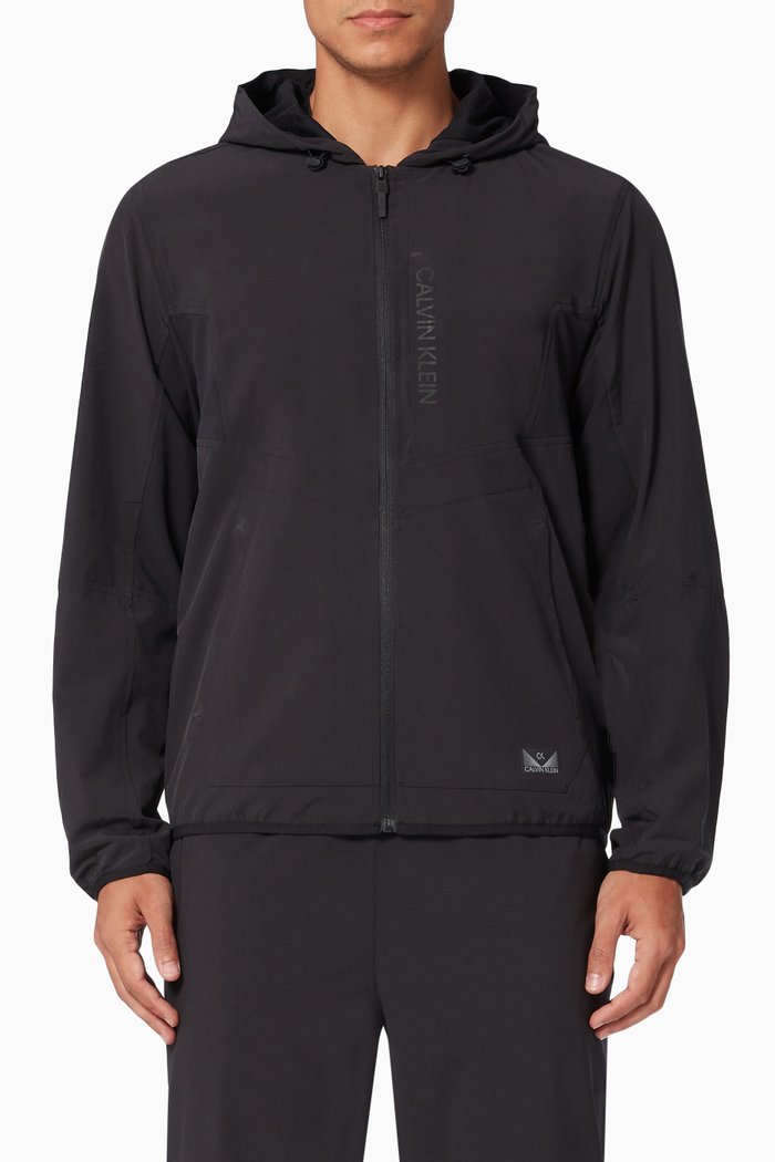 

Wind Jacket in Stretch Polyester, Black