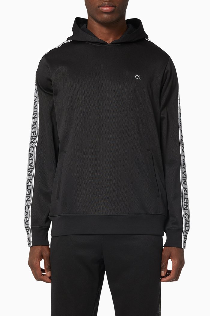 

Logo Tape Hoodie in Fleece, Black