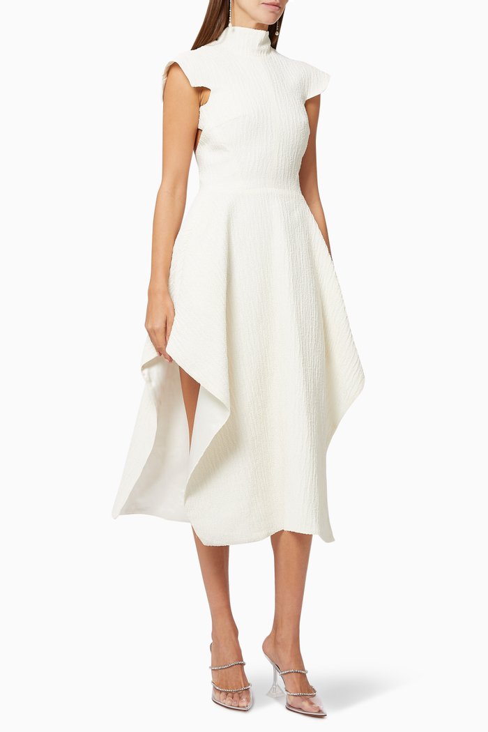 Collide Asymmetric Dress in Silk, Neutral