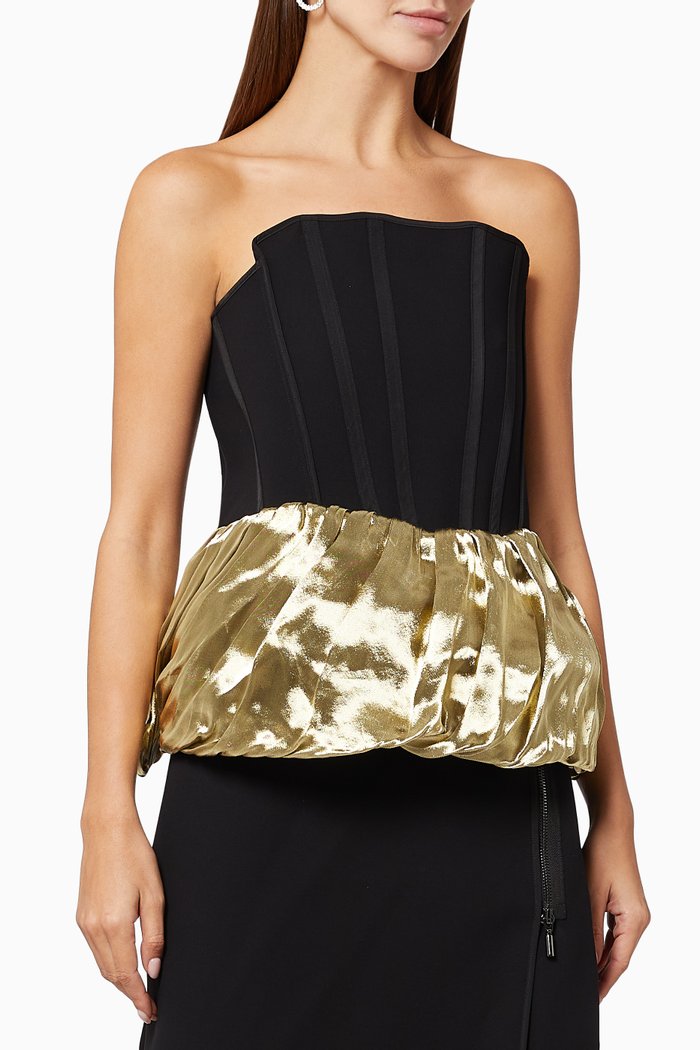 

Reside Bubble Bustier Top in Crepe, Black