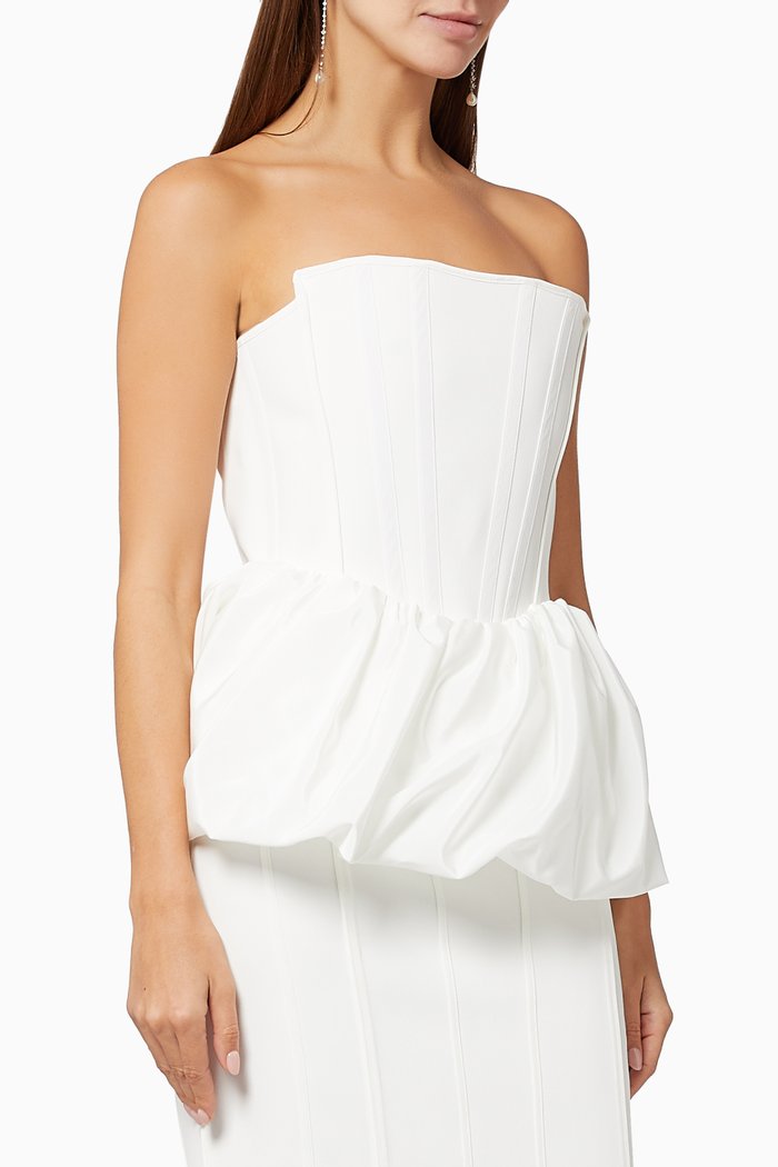 

Reside Bubble Bustier Top in Crepe, White