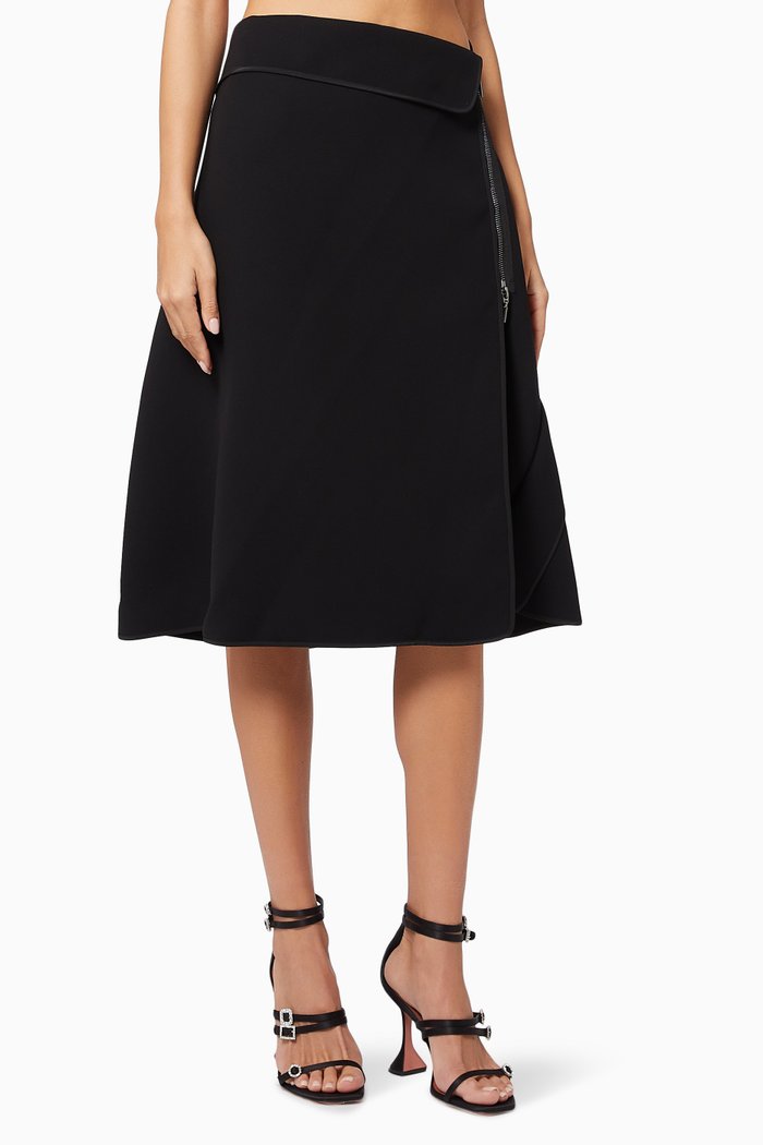 Applied Wrap Skirt in Crepe, Black