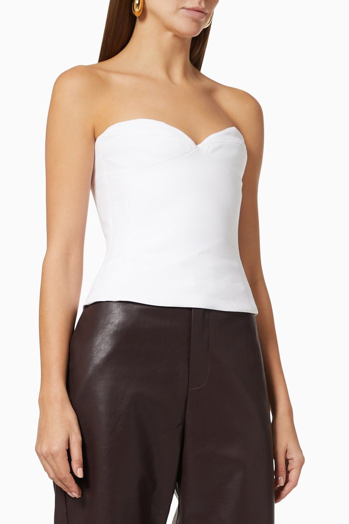 

Prim Bustier Top in Patent Leather, White