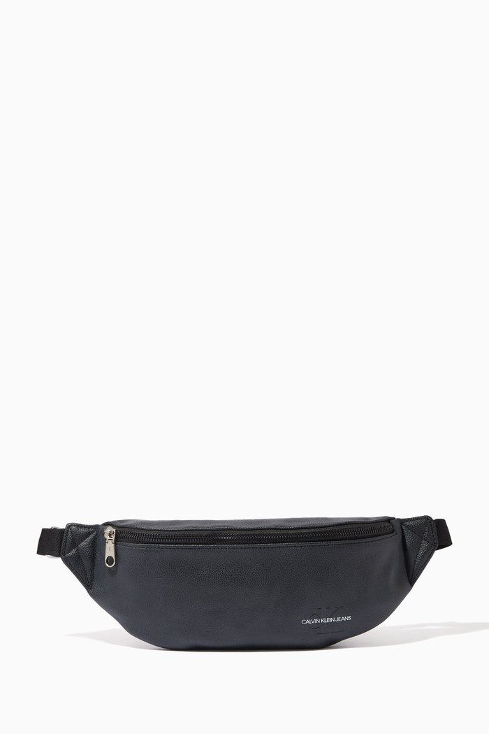 Waist Bag in Faux Leather, Black