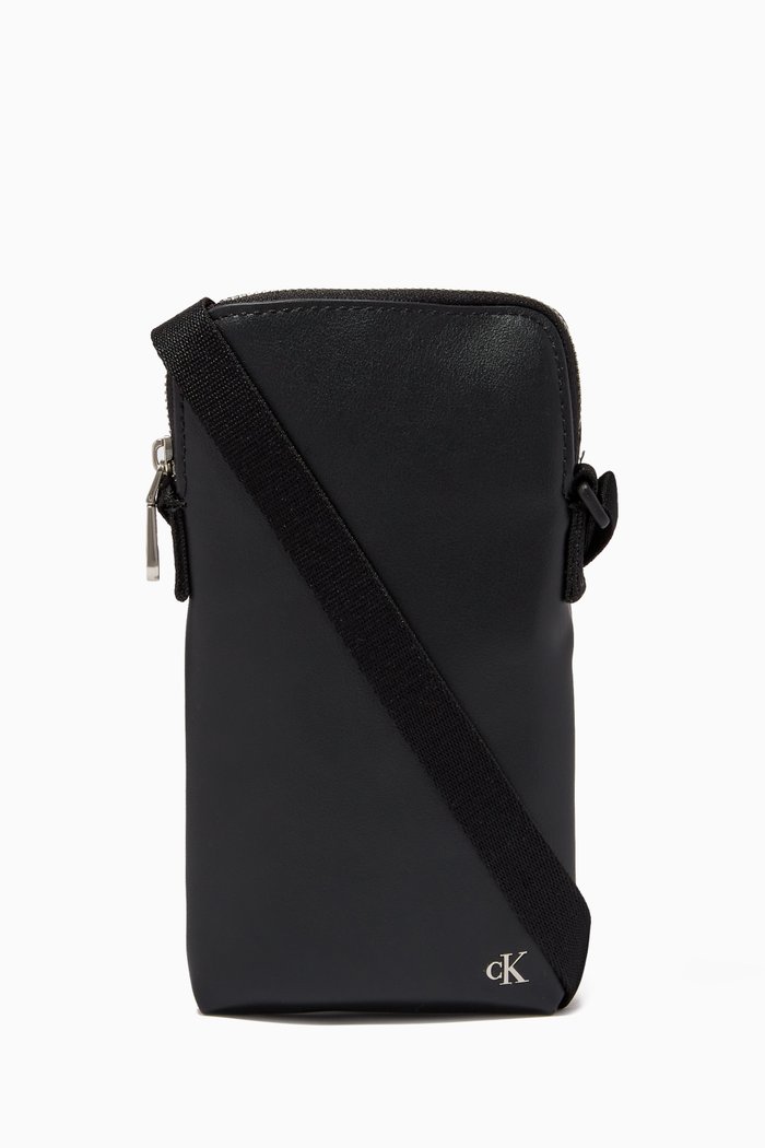 

Recycled Crossbody iPhone Pouch in Faux Leather, Black