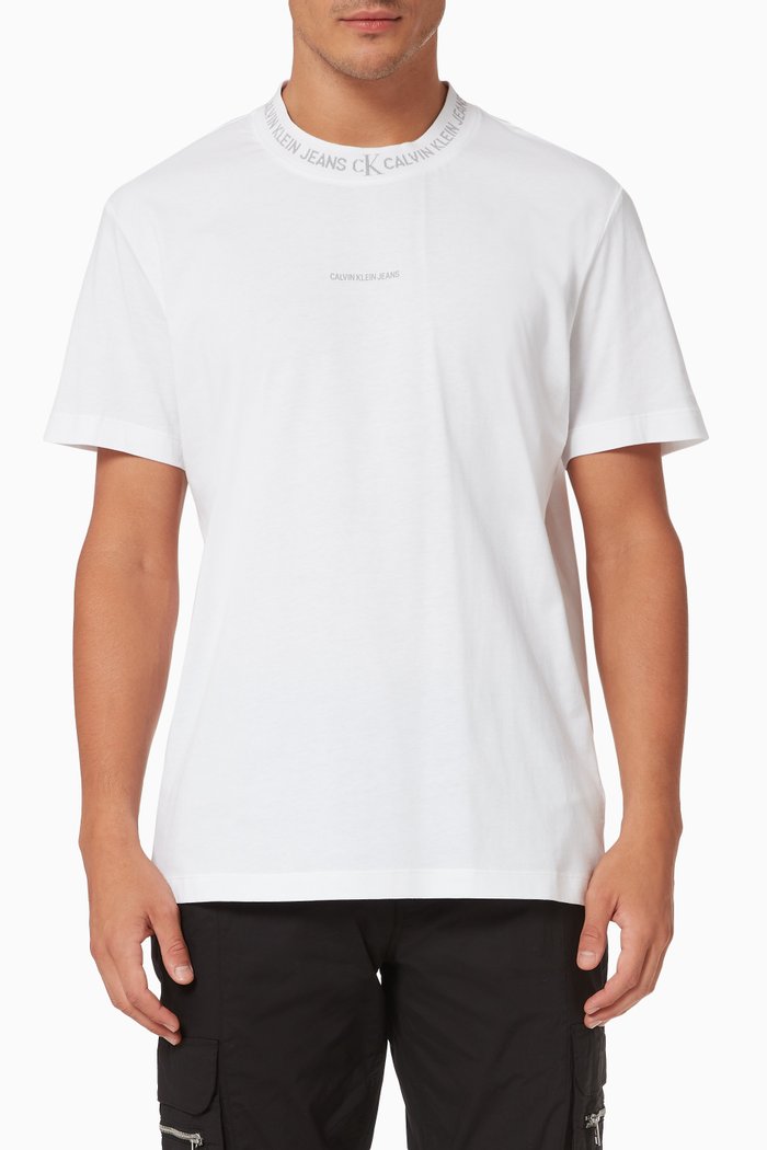 

Logo Collar T-shirt in Organic Jersey, White