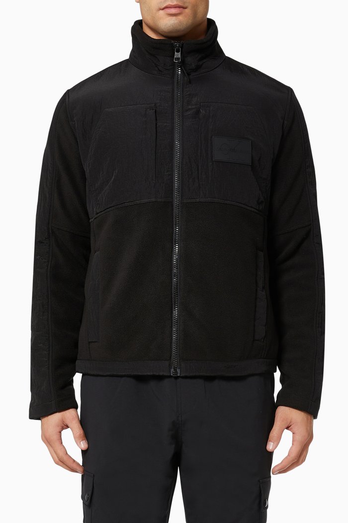 

Material Mix Zip Up Jacket, Black