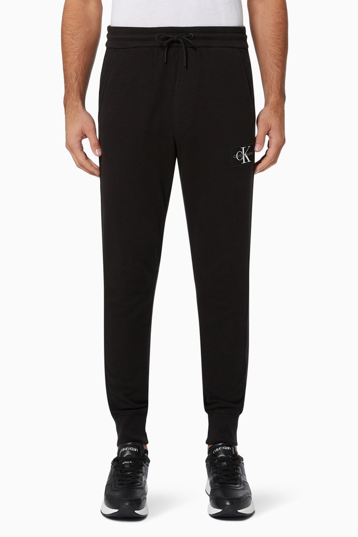 

Monogram Badge Joggers in Fleece, Black