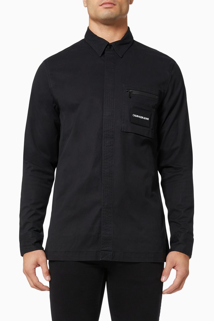

Utility Shirt in Cotton Twill, Black