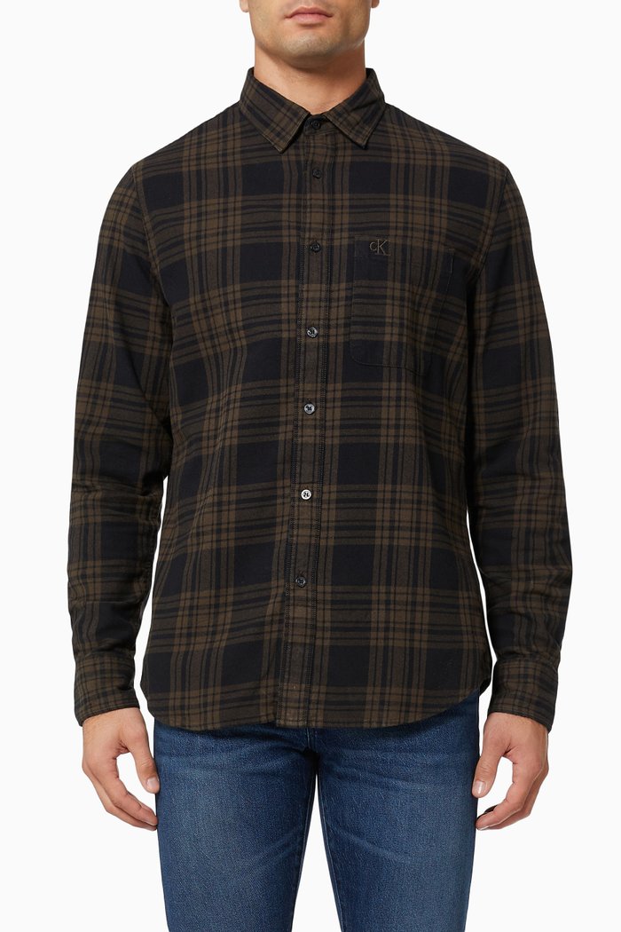 

Check Shirt in Cotton Twill, Grey